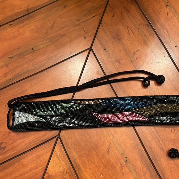 Vintage 80s ADG Fashion Imports Multi-colored Beaded Corded Belt 50" - Picture 3 of 8